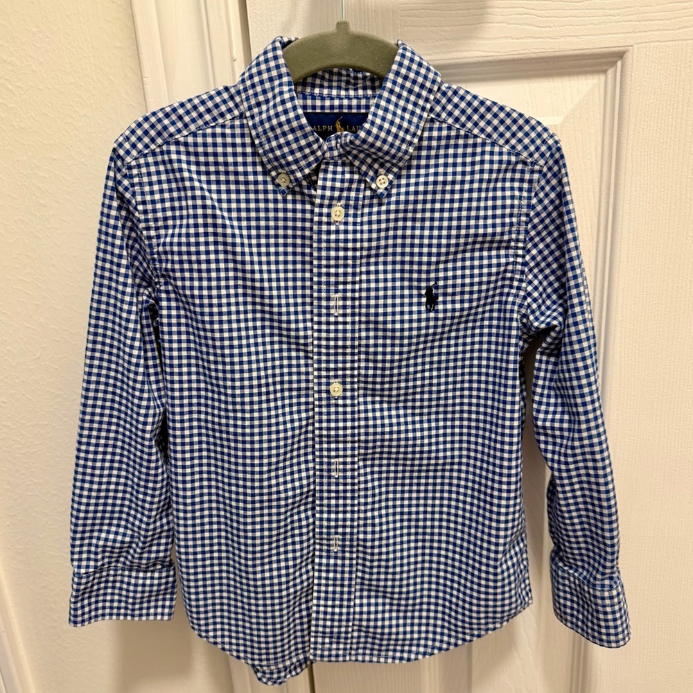 Ralph Lauren Kids Navy and White Plaid Shirt